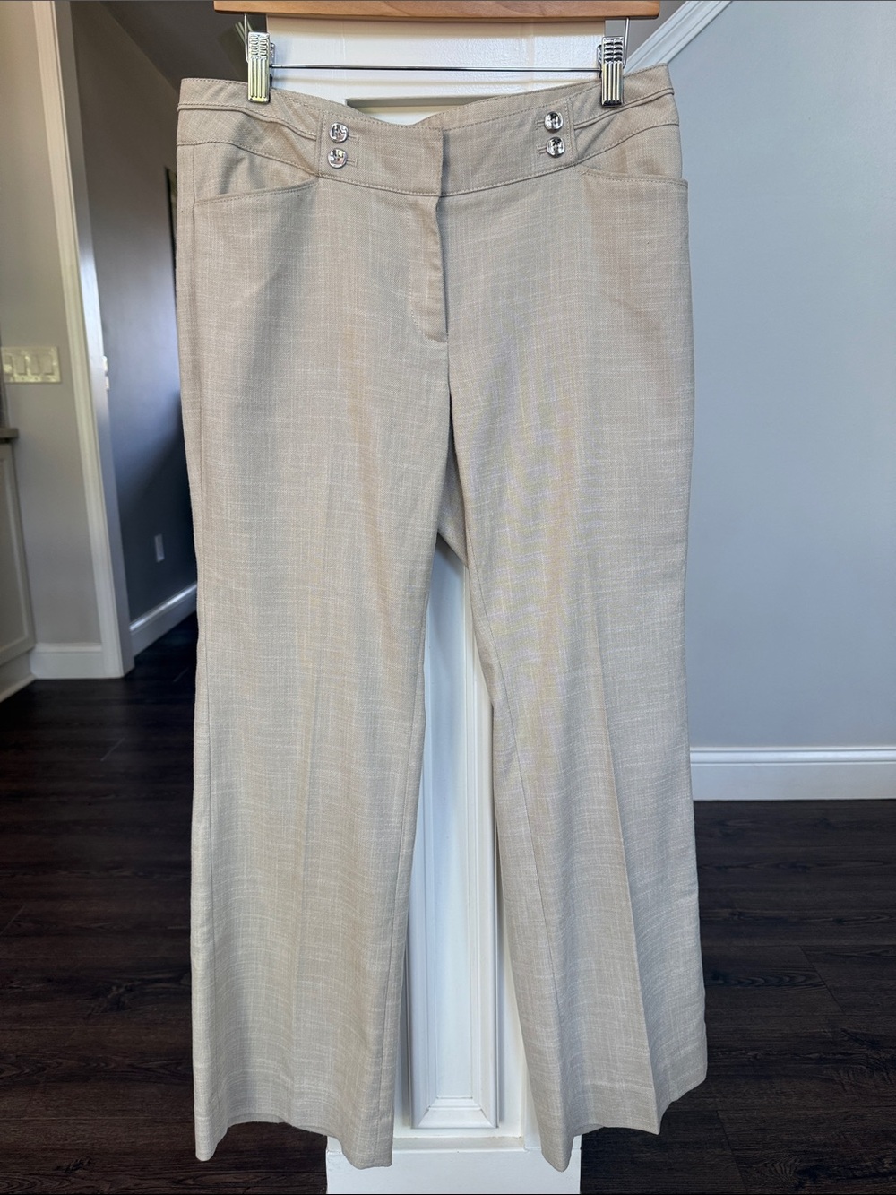 WHBM Women's Beige Legacy Modern Boot Dress Pants 8s